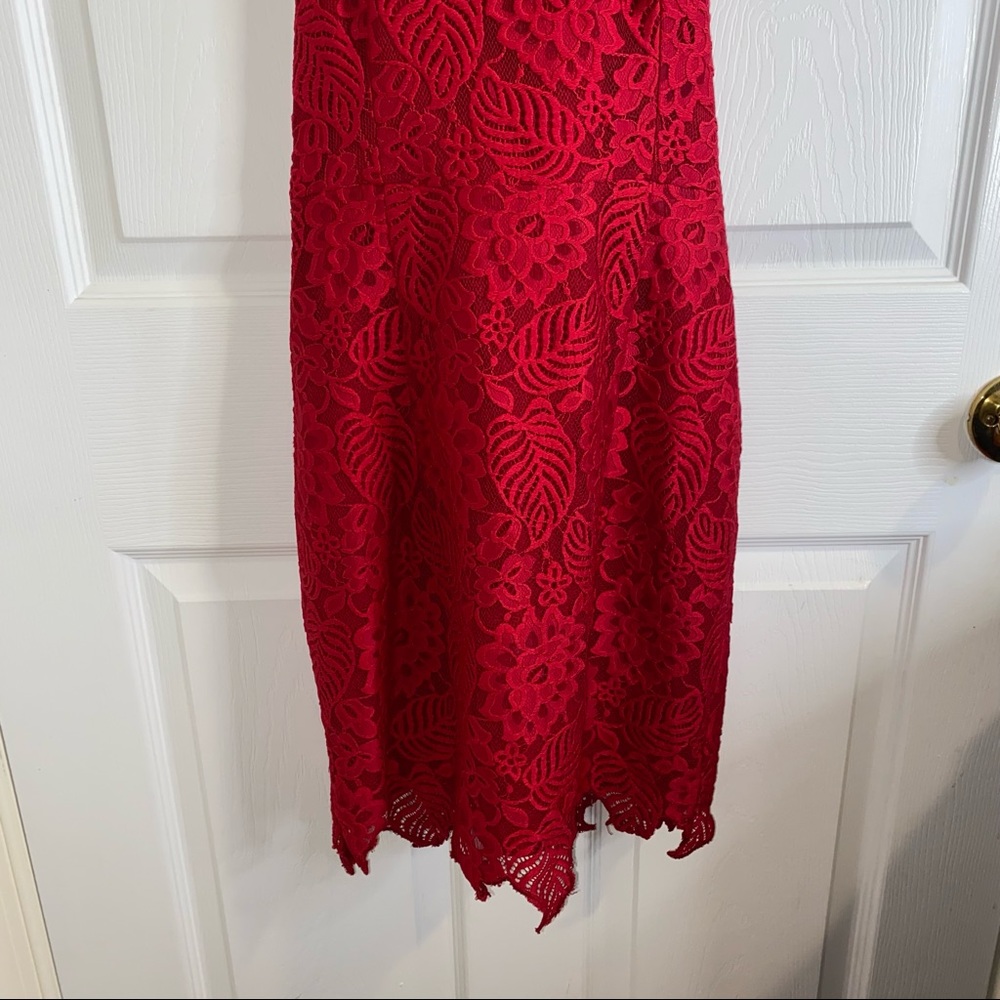 HOUSE OF CB RED MILAY LACE MINI HALTER NECK DRESS SIZE SMALL - Picture 11 of 13